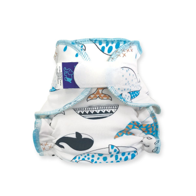Cloth Bamboo Nappy One-Size (Velcro) - Sea on White 1-NOH-Z-035
