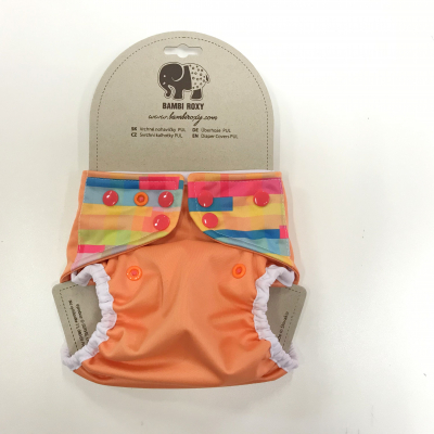 One-Size Nappy Cover /Snap/ - Puzzle on orange 1-PUL-P-009
