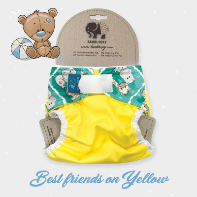 One-Size PUL Cover (Velcro) - Best friends on Yellow 1-PUL-Z-024