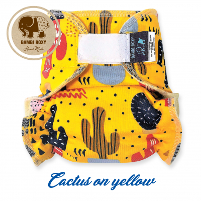 Cloth Bamboo Nappy One-size (velcro) - Cactus on yellow 1NOH-Z-004