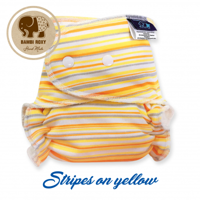 1-size Nappy - Stripes on yellow BRP116