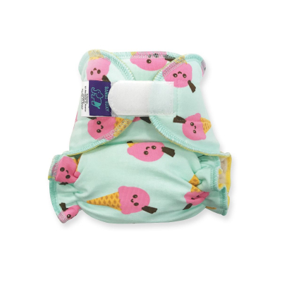 Cloth Bamboo Nappy One-size (Snap) - Ice cream on green BRZ58