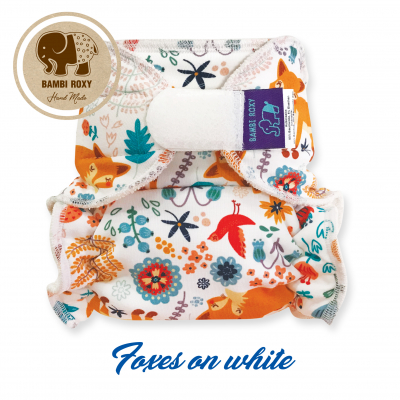 Night fitted nappy-hemp (Velcro) - Foxes NOC-P-007
