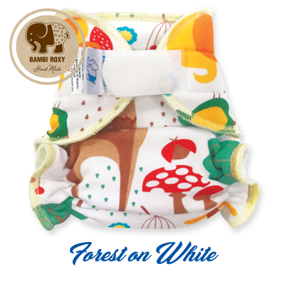 Cloth Bamboo Nappy  XL (Velcro) - Forrest on White XL-NOH-Z-022