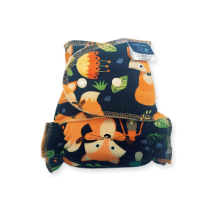 MAXI Cloth Nappy - DAY (Snap) - Foxes on Green MAXI-NOH-P-DAY-005